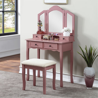 Ensemble coiffeuse et tabouret en bois Sanlo