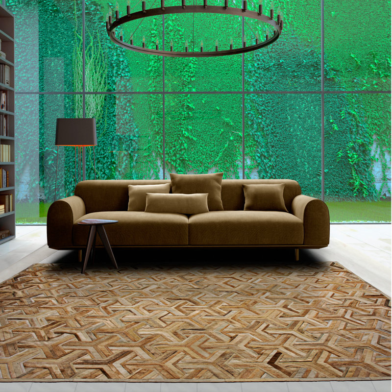 Nemesis Cowhide Geometric Area Rug, Rectangle 10' x 14'