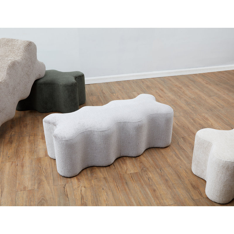 Sellma Chenille Bench, Gray Chenille