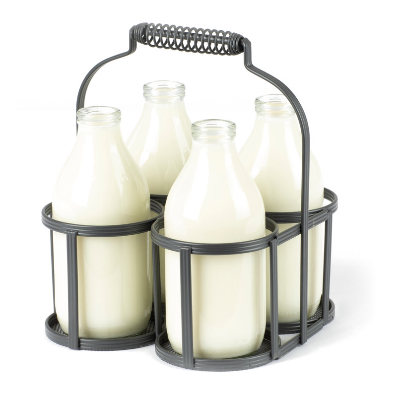 Arlesey 4 Bottle Tabletop/Countertop Milk Bottle Holder in Grey