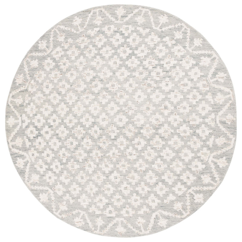 Tapis ivoire / bleu clair Metro 357, Rond 6 pi