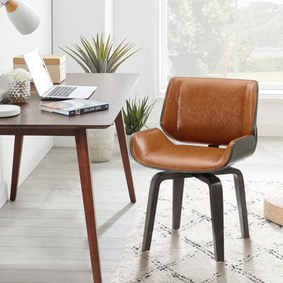 Rewan Faux Leather Swivel Desk Chair by George Oliver