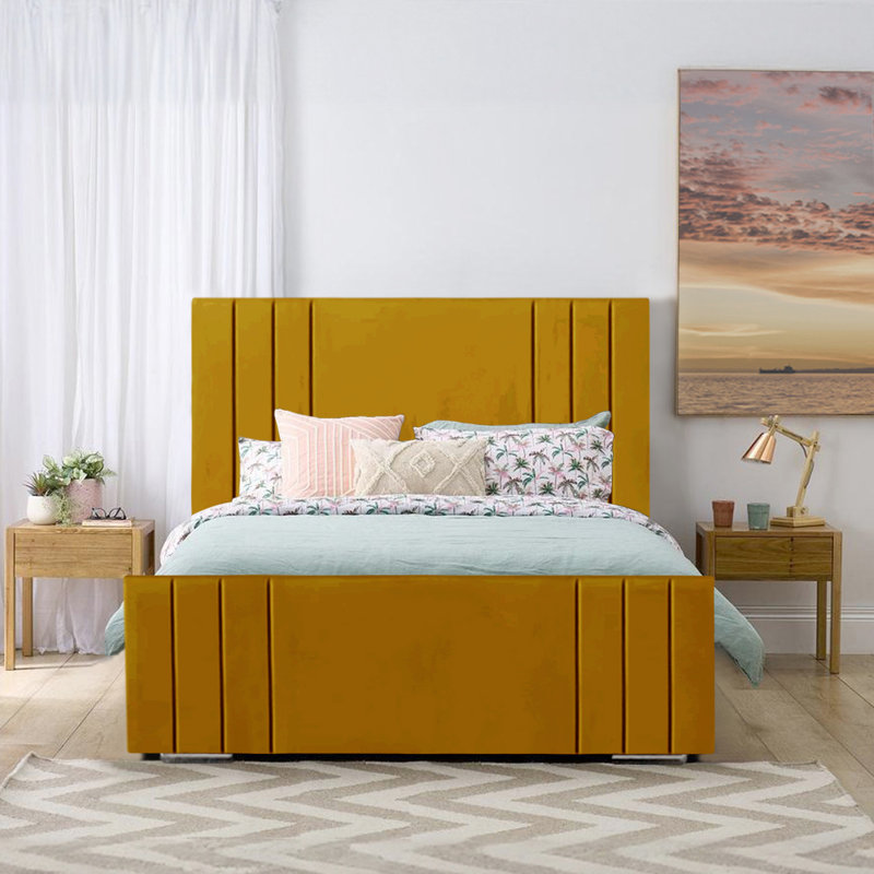 Aalyan Upholstered Bed, 160 x 219 cm, Turmeric