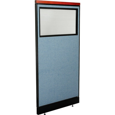 Interion Deluxe Blue Office Partition Pane With Partial Window & Raceway
