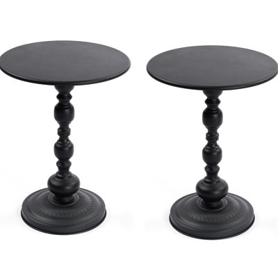 Table basse ronde vintage en métal, idéale pour deux personnes. Table de chevet facile à ranger et résistante à la rouille.