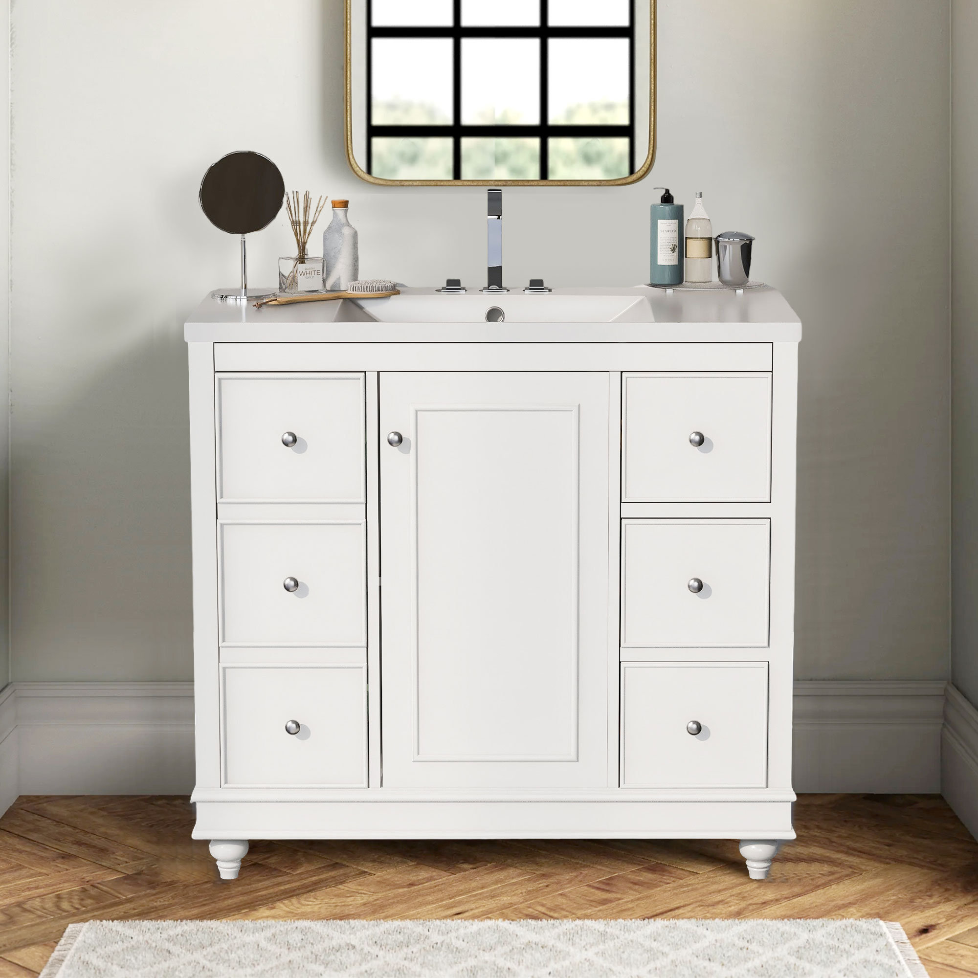 Magiccactus 35.28'' Single Bathroom Vanity Base Only in White | Wayfair
