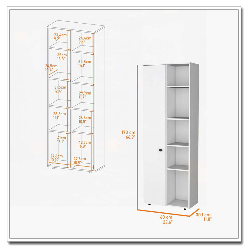 White 1-Door Multistorage Kitchen Pantry, White