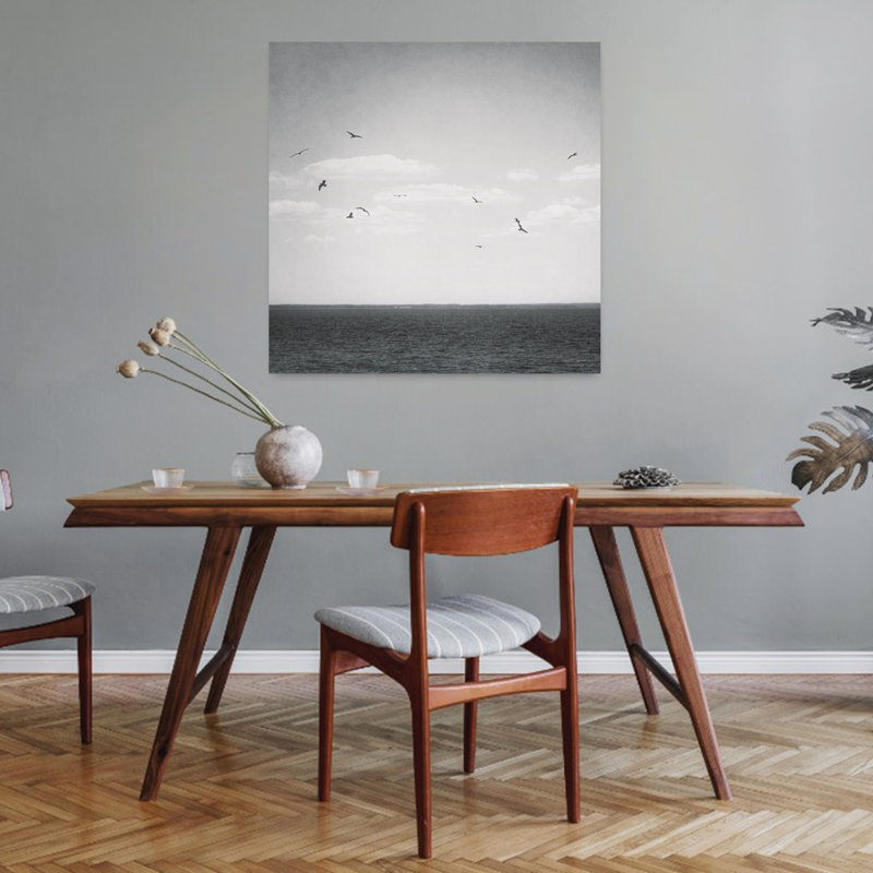 «Coastal Calm Days Iv Bw Crop» avec art d'oiseaux, H 32 po x l 32 po