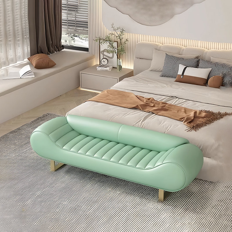 Banc rembourré en similicuir Eyvin, H 20,47 po x l 59,05 po x P 19,68 po, Vert