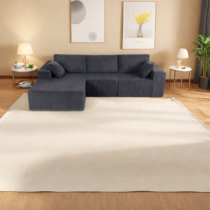 Modern L-shaped Sectionals, Grey Foam Upholstered, Ideal For Spacious Living Rooms
