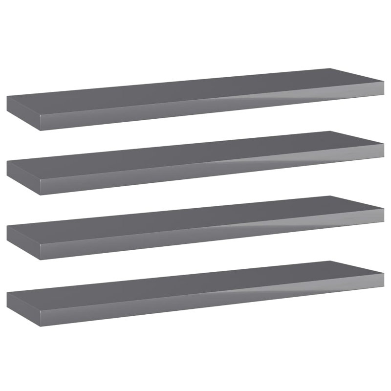 Tablettes flottantes étagères murales, H 0,6 po x l 15,7 po x P 3,9 po, Gris à haute brillance