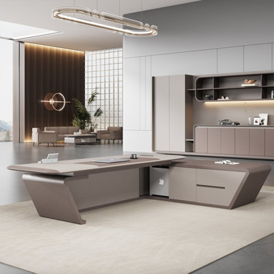 Bureau de direction en L 102,36 "luxueux et sophistiqué beige