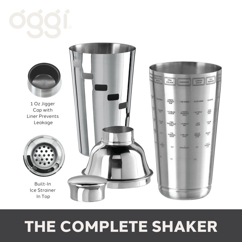 Stainless Steel Dial-A-Drink Cocktail Shaker with Recipes
