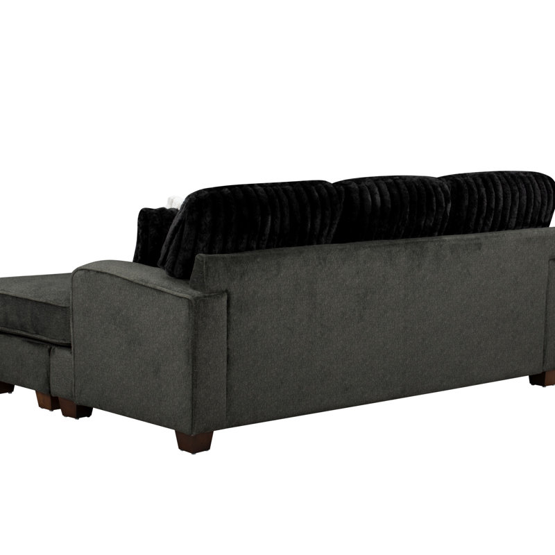 Coussins réversibles Modern, Velours côtelé gris foncé