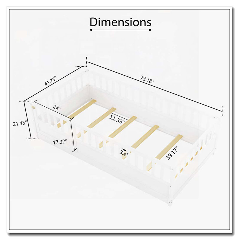 Lit en bois, Lit simple, Blanc