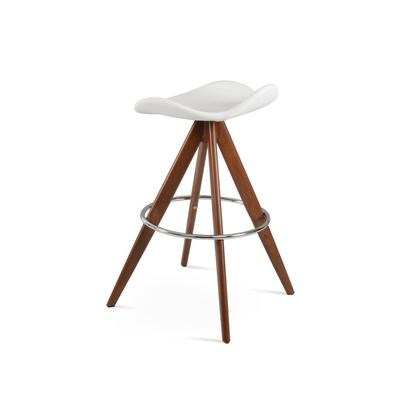 Tabouret de bar pivotant Falcon Pyramid, Noyer / Blanc, Tabouret de comptoir (siège d'une hauteur de 23 p