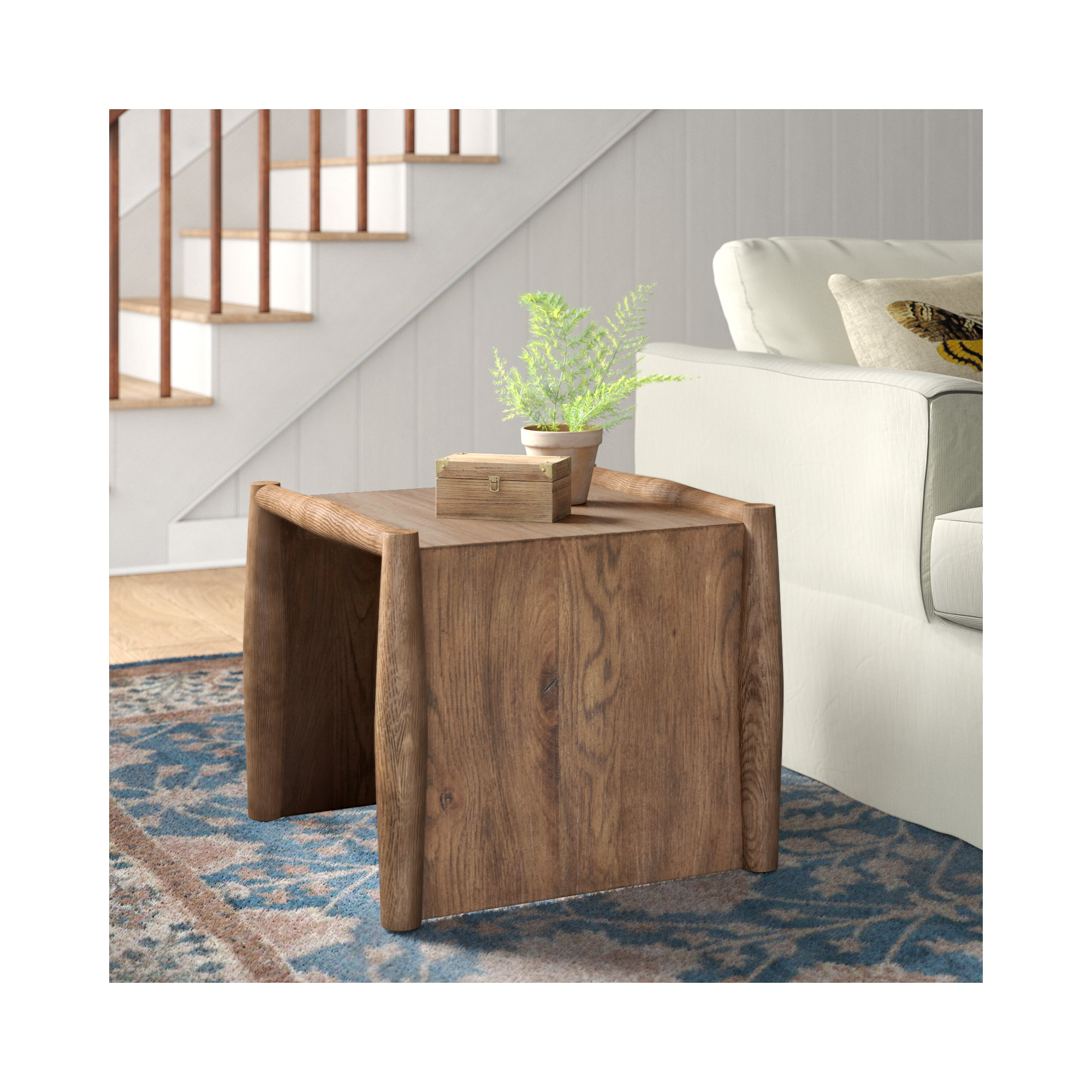 Cayenne Solid Wood End Table, Weathered Oak