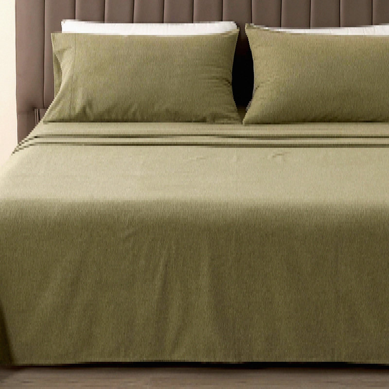 Cotton Percale Sheet Set - Deep Pocket Bedding Bundle with 4 Pieces: 1 Flat Sheet, 1 Fitted Sheet, 2 Pillowcases - Crisp, Cool, Strong Linens