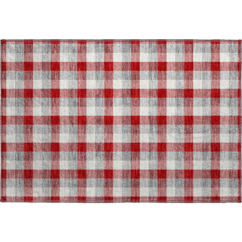 Premium Machine Washable Crumley AMF1053 Plaid Rug, Rectangle 1 pi 8 po x 2 pi 6 po