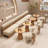 Cream-colored padded solid wood display booth