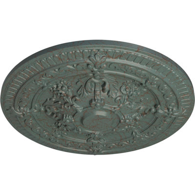 Médaillon de plafond Endurathane Stockport, DE 28 po x P 2 3/4 po (convient aux auvents jusqu'à 6 1/4 po), finition tortue peinte à la main