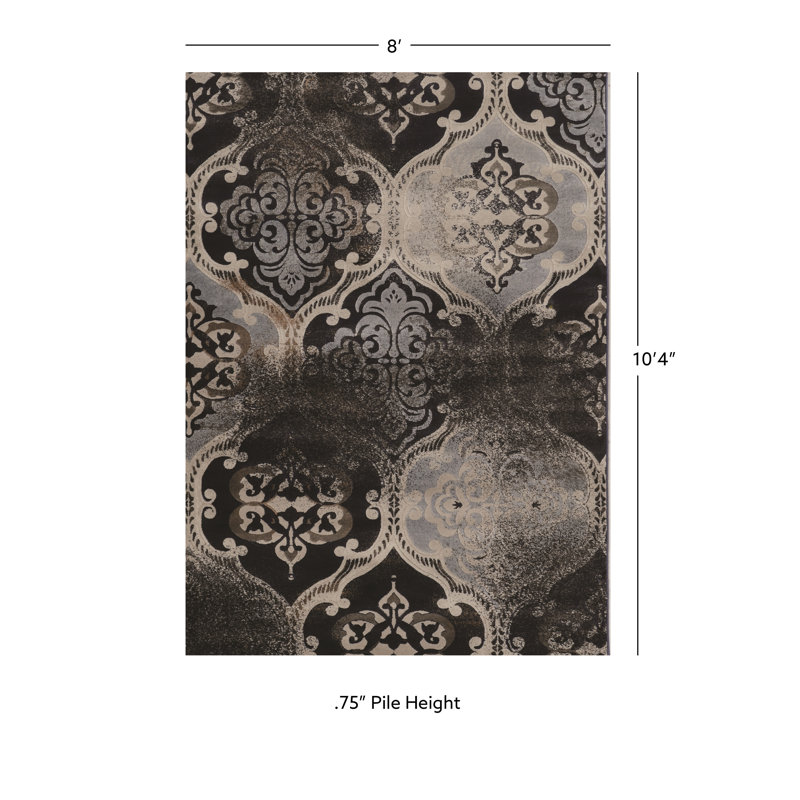 Tapis beige / noir Valdosta, Rectangle 5 pi x 7 pi 6 po