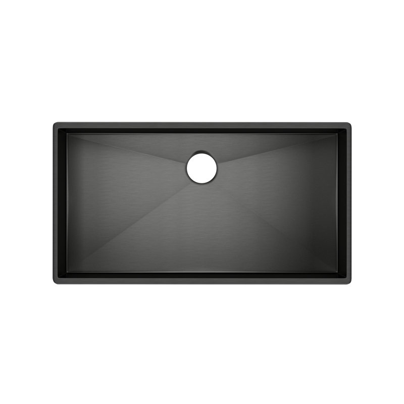 Forze 33" Single Bowl Stainless Steel Kitchen Sink, Black Stainless Steel