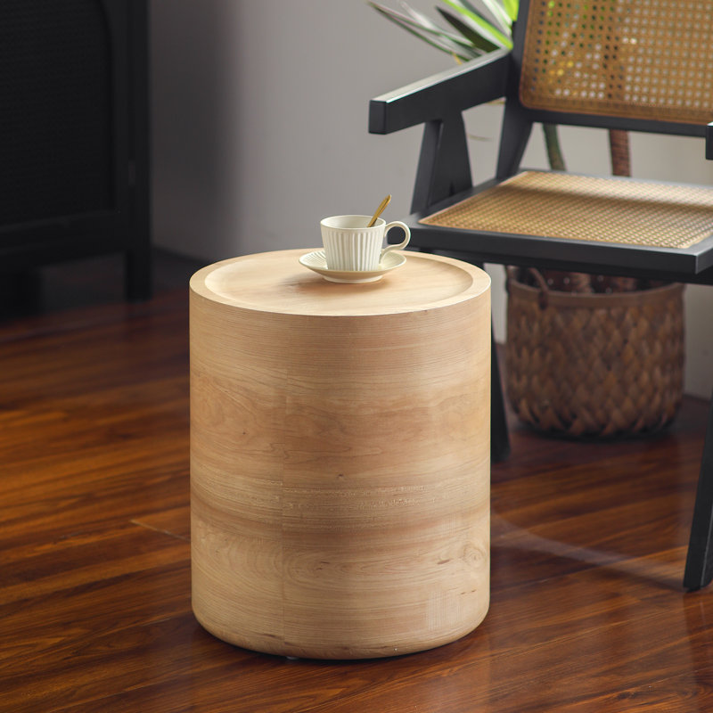 Tables de bout sans assemblage, tambour en bois aggloméré naturel, maison compacte moderne