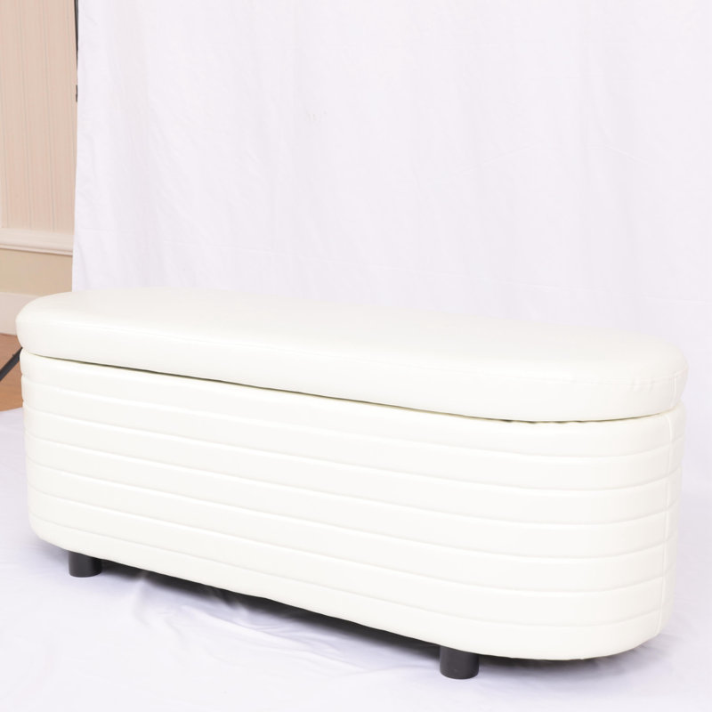 Banc de rangement en similicuir Teit, Blanc