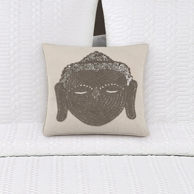 Buddha Head Cotton Blend Throw Pillow