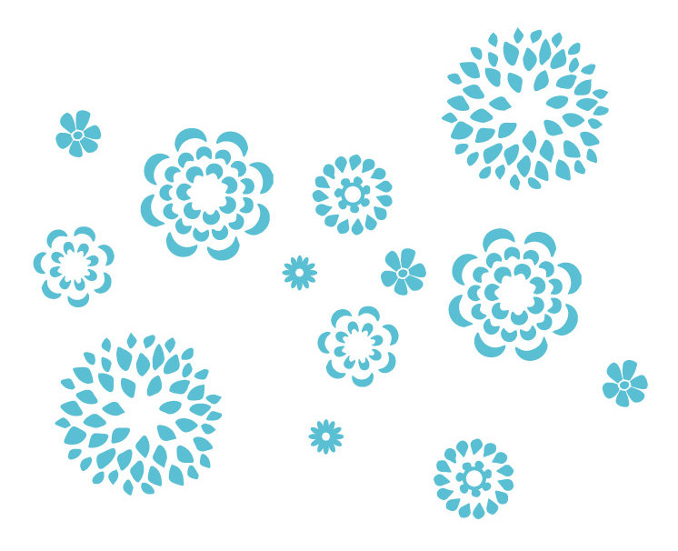 Adhésif décoratif motif floral, H 38 po x l 48 po x P 0,01 po, Bleu geyser