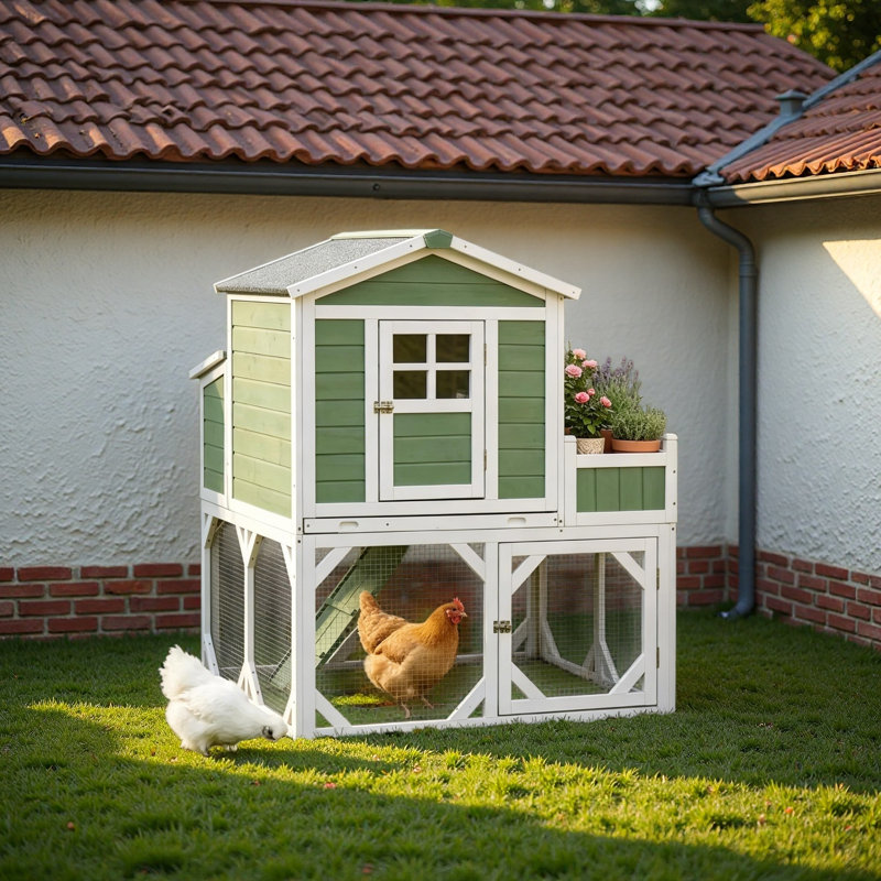 Petite cage à poulets avec cage d'extérieur 49 po avec espace de jardin et protection contre les intempéries