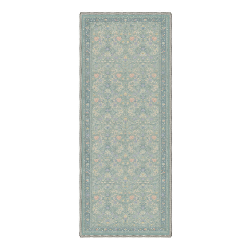 Atascadero Linden Vintage Floral Machine Washable Green Indoor Area Rug with Non-Slip Backing, Runner 2'3" x 6'
