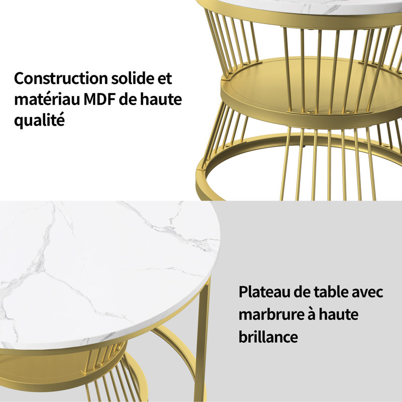 Coffee Table with Storage, Gold