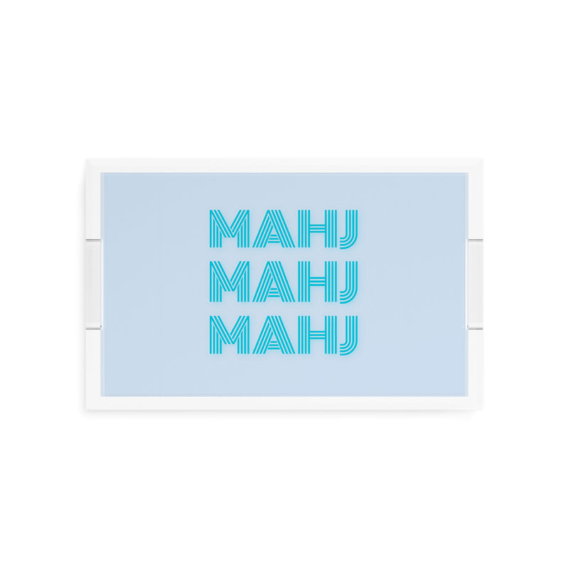 Mahjong Acrylic Decorative Tray, Blue, Rectangle, 12.5"W x 7.75"D x 2"H