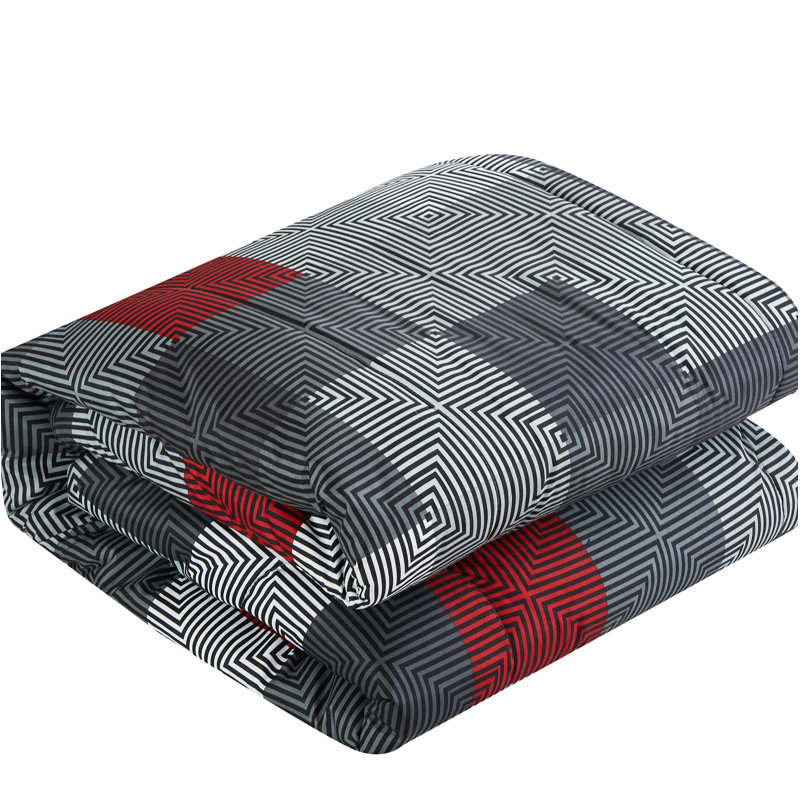 Gray and Red Geometric Cotton Queen Bed in a Bag Set