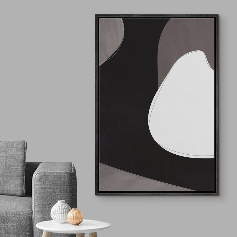 " Abstract Alternating Dark & Beige Shape ", Black, 24" H x 16" W x 1.5" D