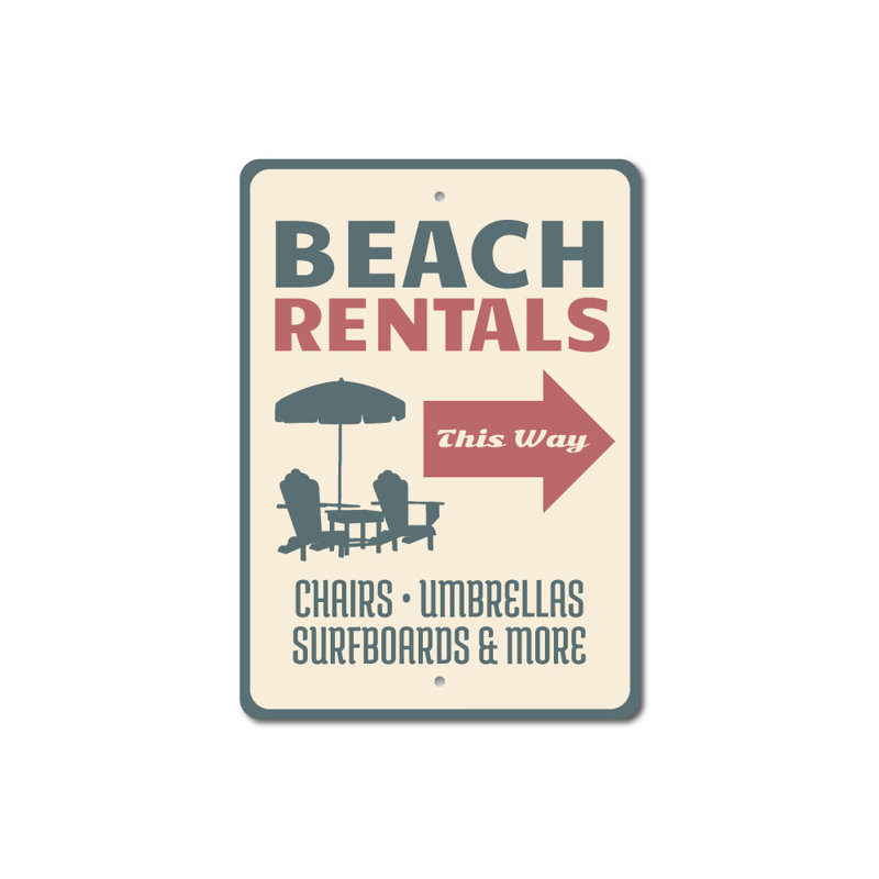 Enseigne de plage en aluminium, H 14 po x l 10 po x P 0,04 po