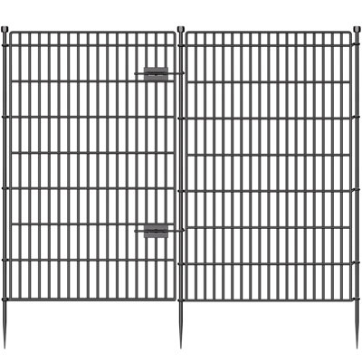 Clôture de jardin No Dig, clôture pour chien d'extérieur pour la cour, 10 panneaux de clôture en métal antirouille pour animaux 34 po (H) × 22,5 pi (L) pour les jardins, les patios et les plates-bandes décoratives, clôture temporaire