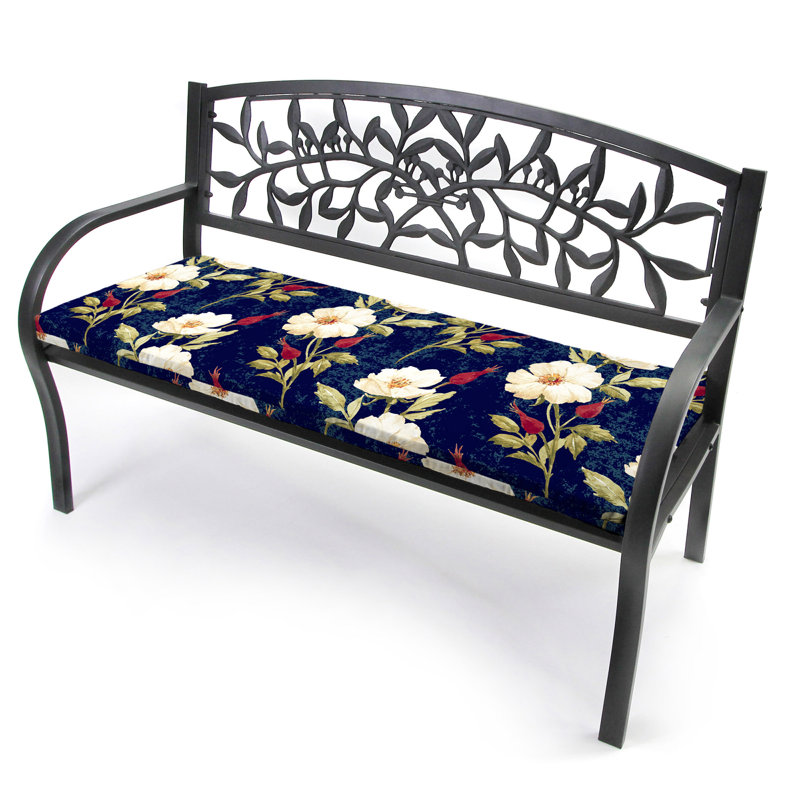 40" x 20" Outdoor Bench Cushion with Ties, Rose Garden