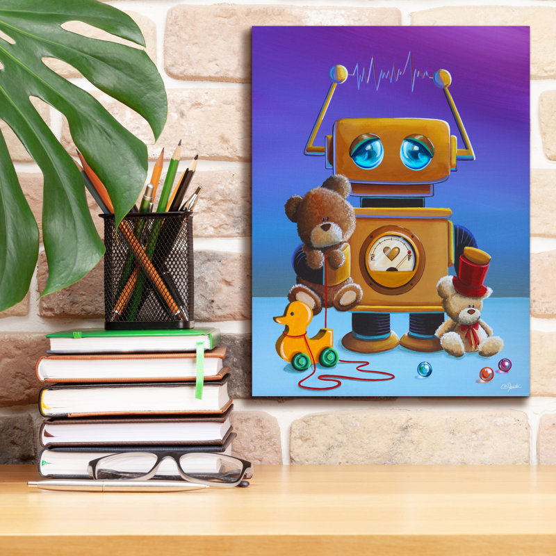 «The Toy Robot» par Cindy Thornton, art mural sur toile, H 16 po x l 12 po x P 0,75 po