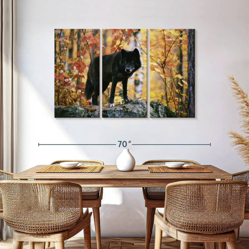 Autumn Black Wolf, 36" H x 57" W