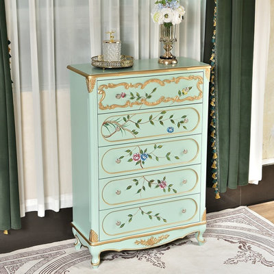 Hand-Painted Accent Chest with 5 Drawers