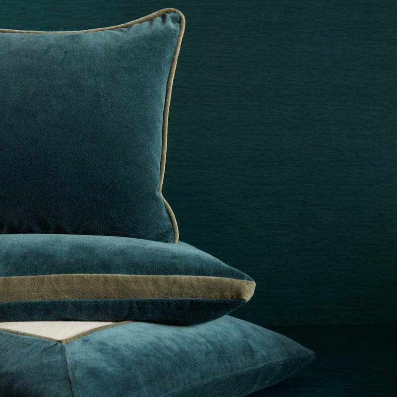 Coussin décoratif 100% coton 18 po Brixen, Housse de coussin seulement - sans coussin, Bleu sarcelle