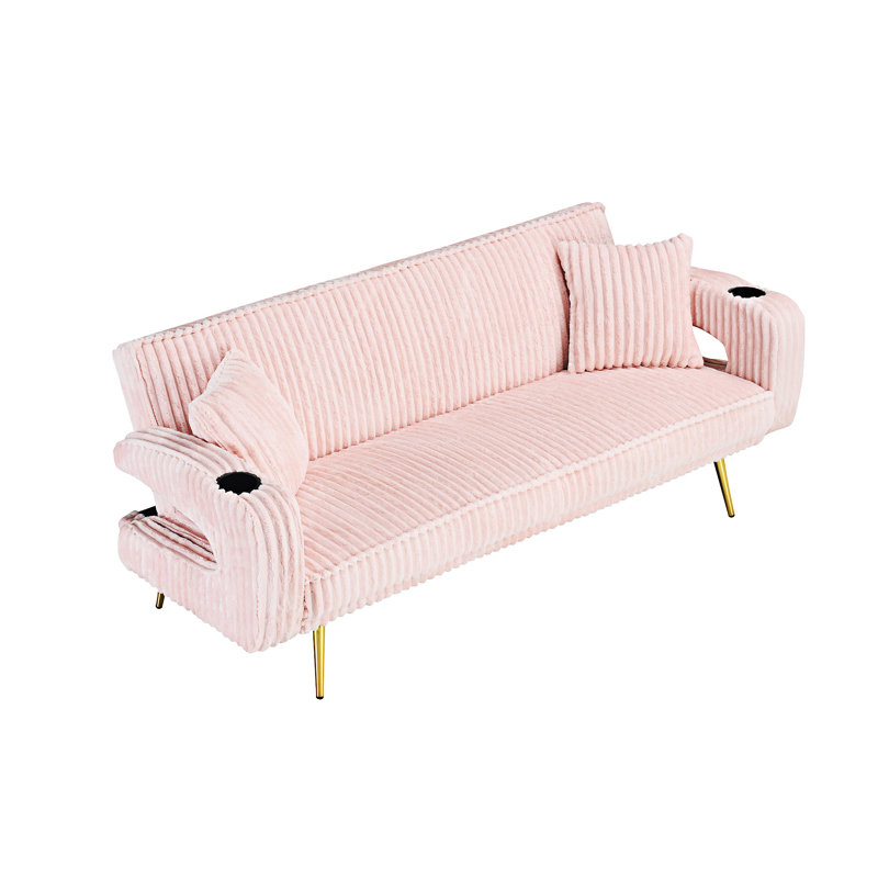 Canapé-lit rembourré avec coussins, Rose