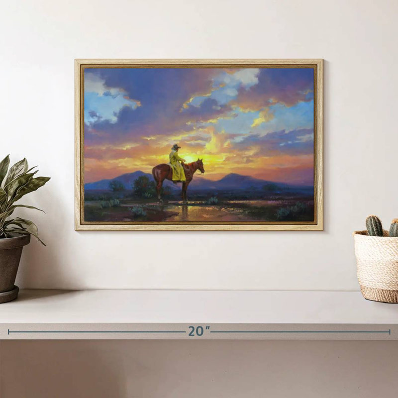 Soleil brûlant, Cadre flottant en bois naturel, 13 po x 9 po