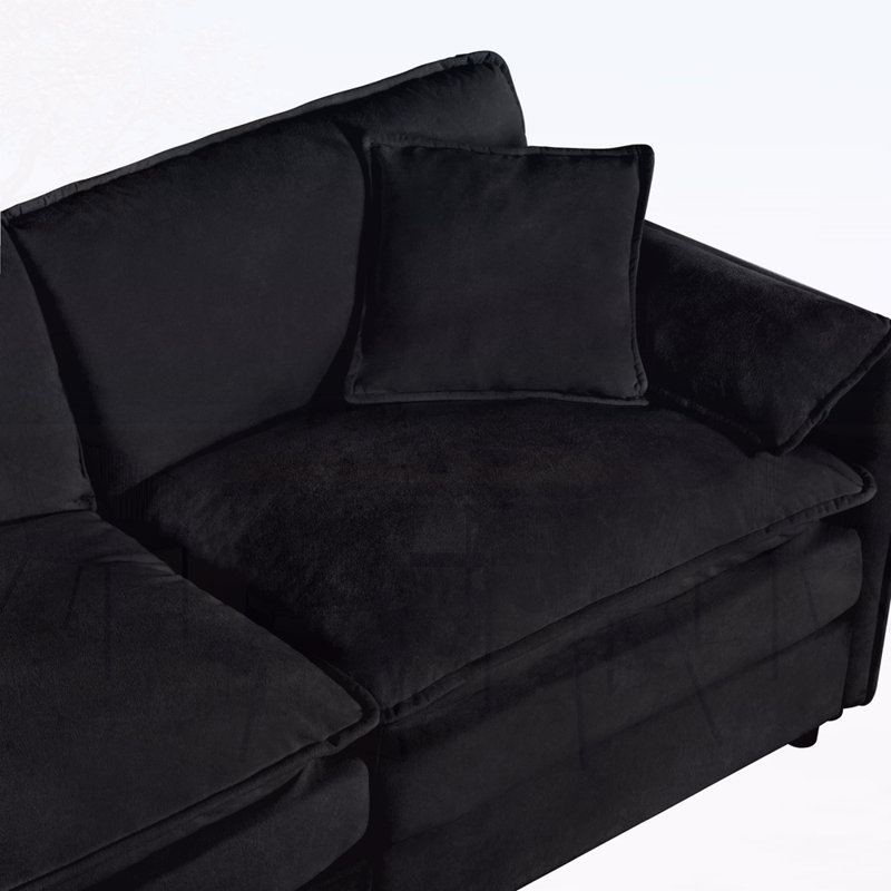 Oversized Chenille Oversized Accent Chair Set of 2, Black Chenille