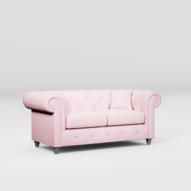 Ellrich 2 Seater Sofa, Pink, Washed Oak