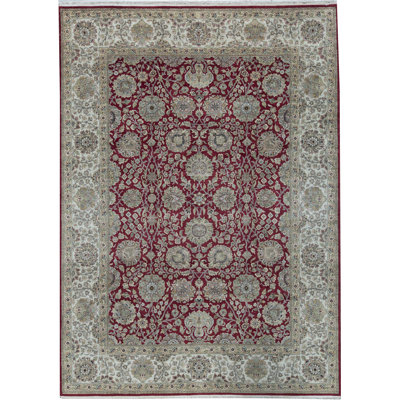 Tapis rouge et crème noué à la main de haute qualité