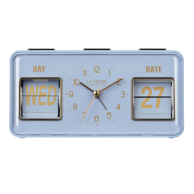 Daily Flip Tabletop Alarm Clock with Calendar, Blue Periwinkle